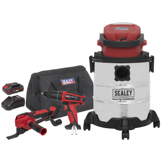 Sealey CP20VCOMBO5 3 x 20V SV20 Series Tool Vac Combo - 2 Batteries