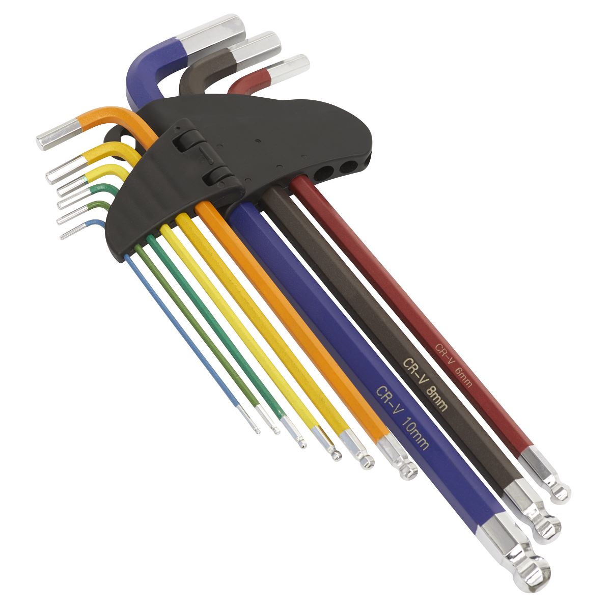 Sealey AK7191 Ball-End Hex Key Set 9pc Colour-Coded Extra-Long Metric