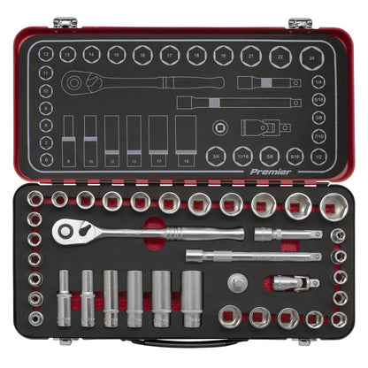 Sealey AK7923 Socket Set 3/8"Sq Drive 37pc - Metric/Imperial - Premier Platinum