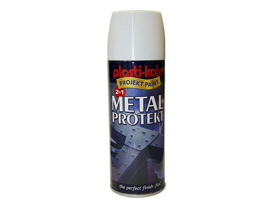 Plastikote Metal Protekt Spray Gloss White 400ml