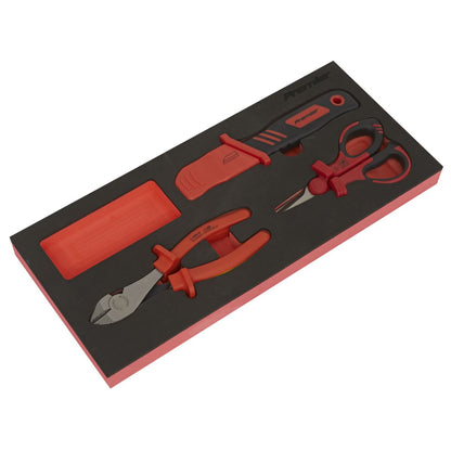 Sealey TBTE09 Insulated Cutting Set 3pc with Tool Tray - VDE Approved