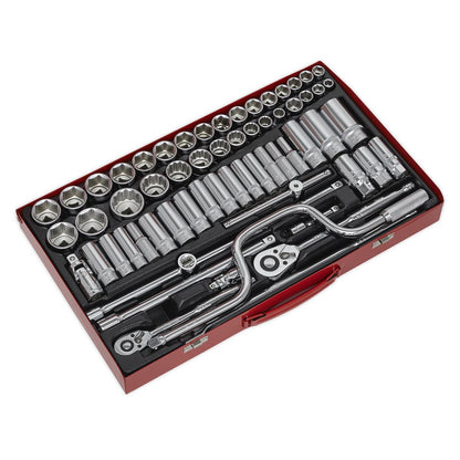 Sealey AK694 Socket Set 64pc 3/8" & 1/2"Sq Drive 6pt WallDrive® - Metric/Imperial