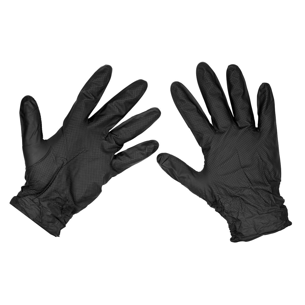 Sealey SSP57XL Black Diamond Grip Extra-Thick Nitrile Powder-Free Gloves X-Large - Pack of 50