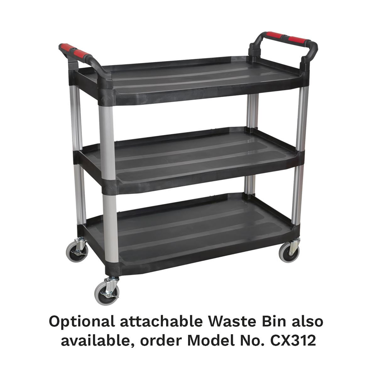 Sealey CX310 Workshop Trolley 3-Level Composite - 3 Wall