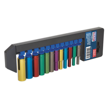 Sealey AK282D Multi-Coloured Socket Set 12pc 1/4"Sq Drive Deep WallDrive® Metric