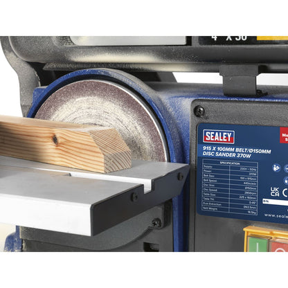 Sealey SM914 Belt/Disc Sander 915 x 100mm/Ø150mm 370W/230V