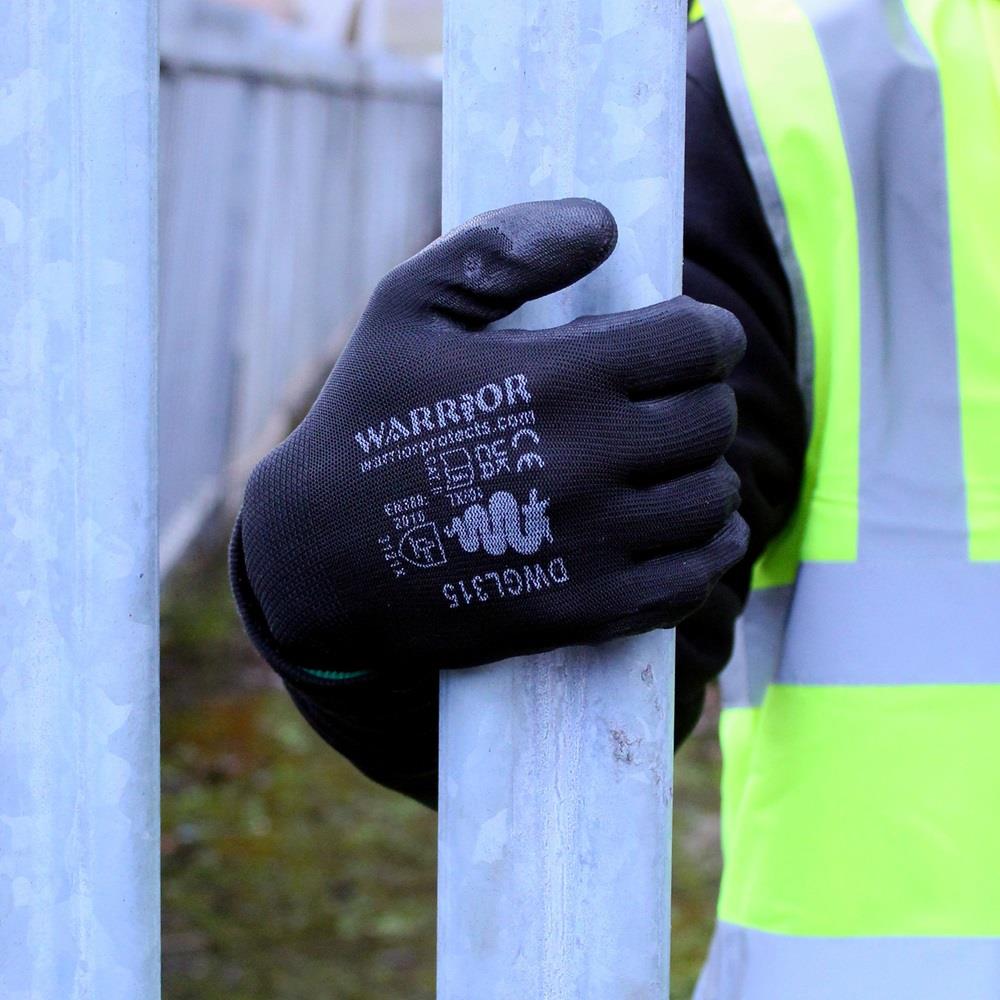 Warrior Black PU Coated Work Gloves