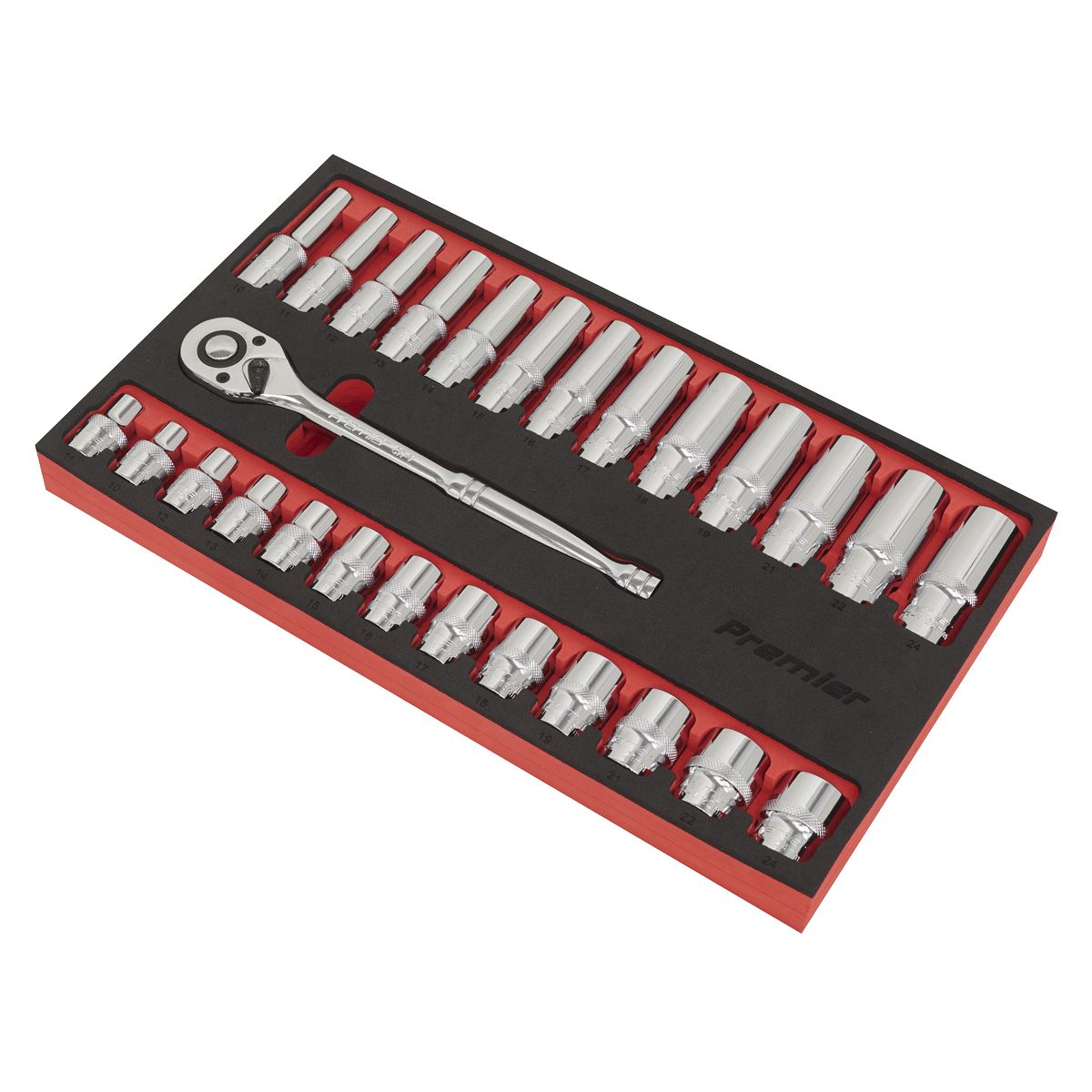 Sealey AK66723 Ratchet Wrench & Socket Set 27pc 1/2"Sq Drive