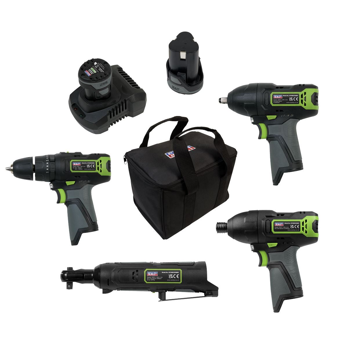 Sealey CP108VCOMBO2 4 x 10.8V SV10.8 Series Cordless Combo Kit - 2 Batteries