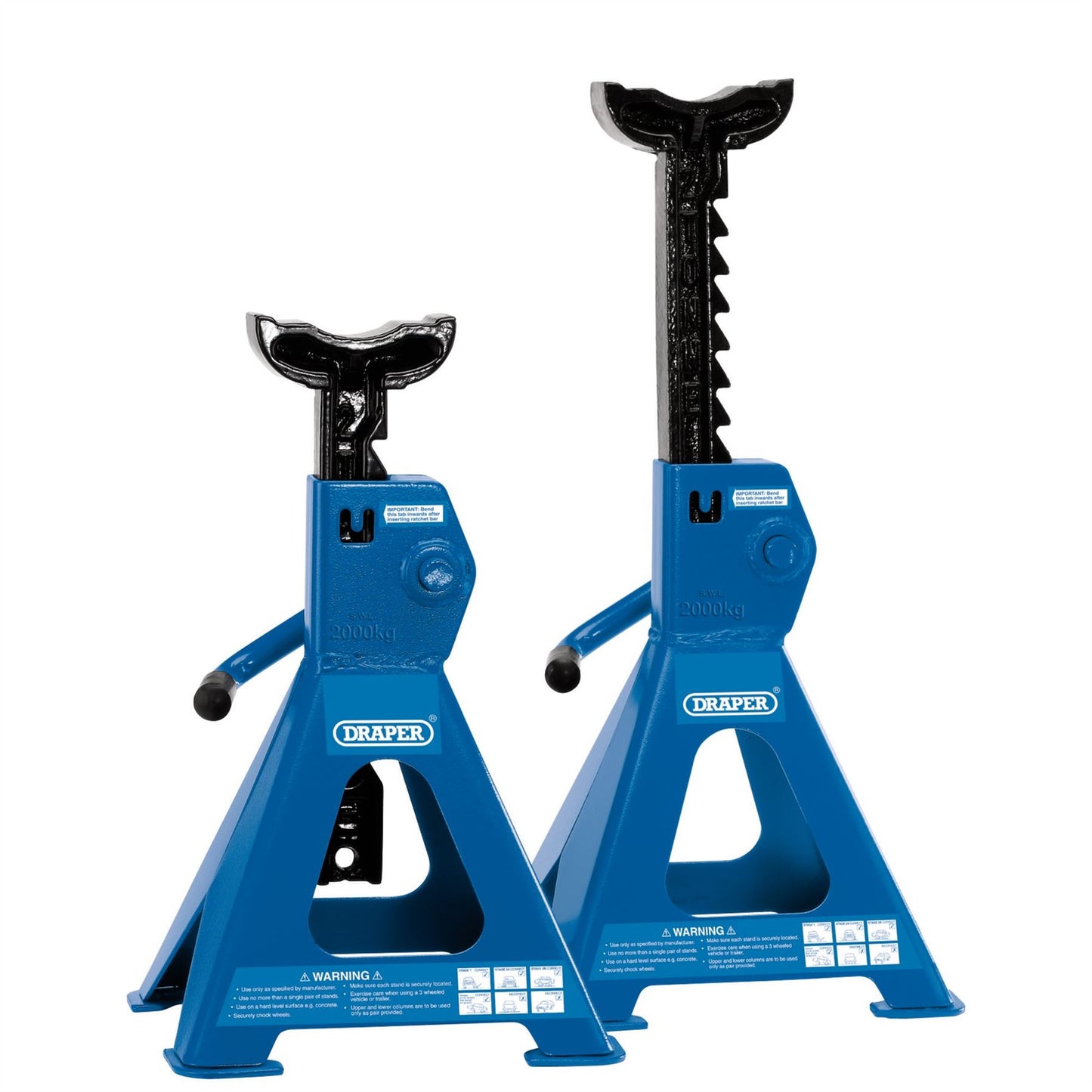 Draper 30878 Ratcheting Axle Stands 2 Tonne Pair