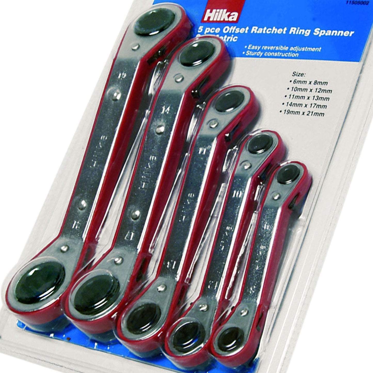 Hilka 5 pce Offset Ratchet Ring Spanner Set Metric 6-21mm 11505002