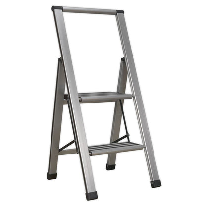 Sealey APSL2 Aluminium Professional Folding Step Ladder 2-Step 150kg Capacity