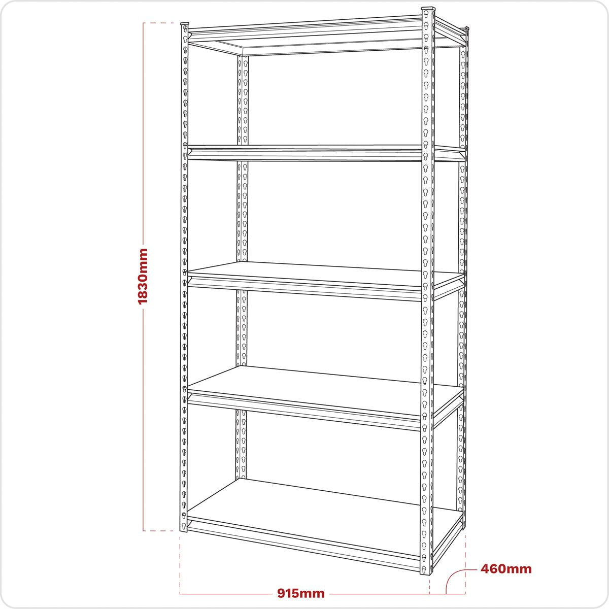 Sealey AP900R Racking Unit with 5 Shelves 340kg Capacity Per Level