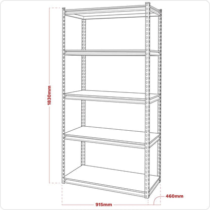 Sealey AP900R Racking Unit with 5 Shelves 340kg Capacity Per Level