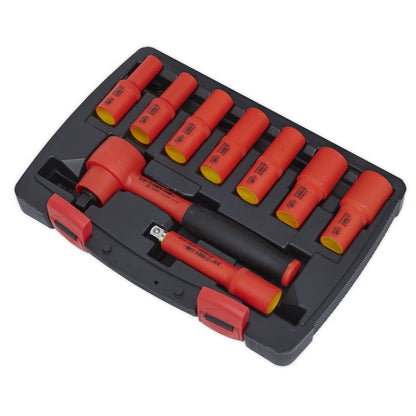 Sealey AK7942 Insulated Socket Set 9pc 3/8"Sq Drive 6pt WallDrive® VDE Approved