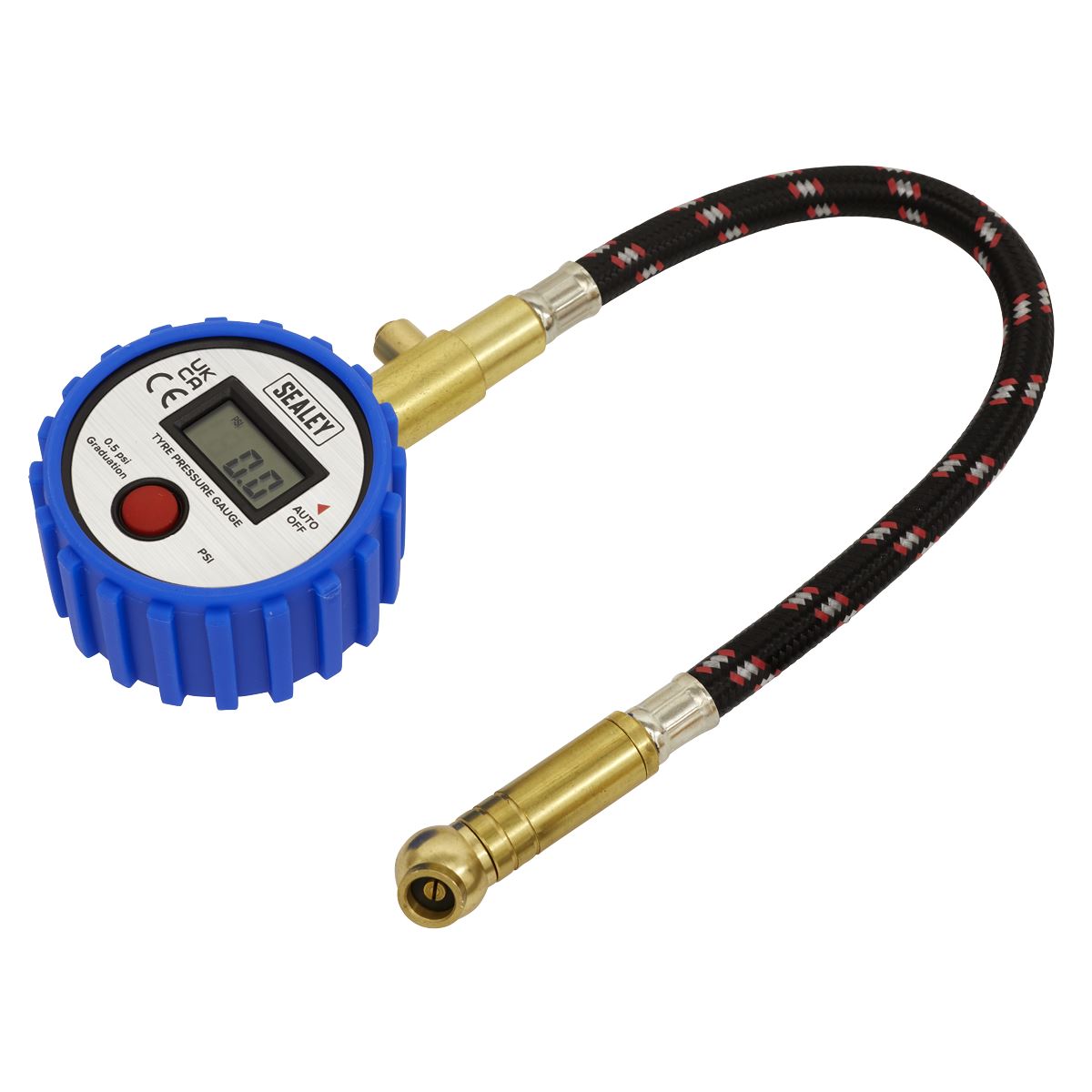 Sealey TST/PG981 Tyre Pressure Gauge Digital with Leader Hose & Quick Release 0-100psi