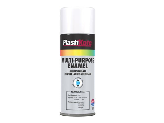 Plastikote Multi Purpose Enamel Spray Paint Matt White 400ml