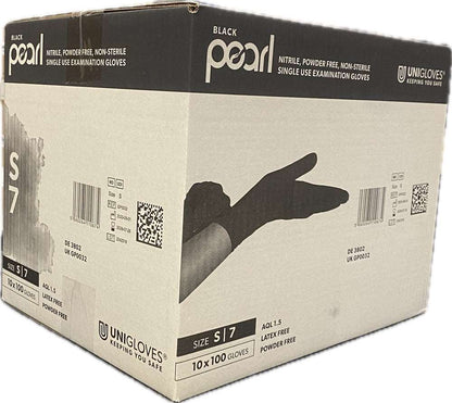 10 Boxes 1000 Unigloves Black Pearl Nitrile Disposable Gloves Size 7 Small