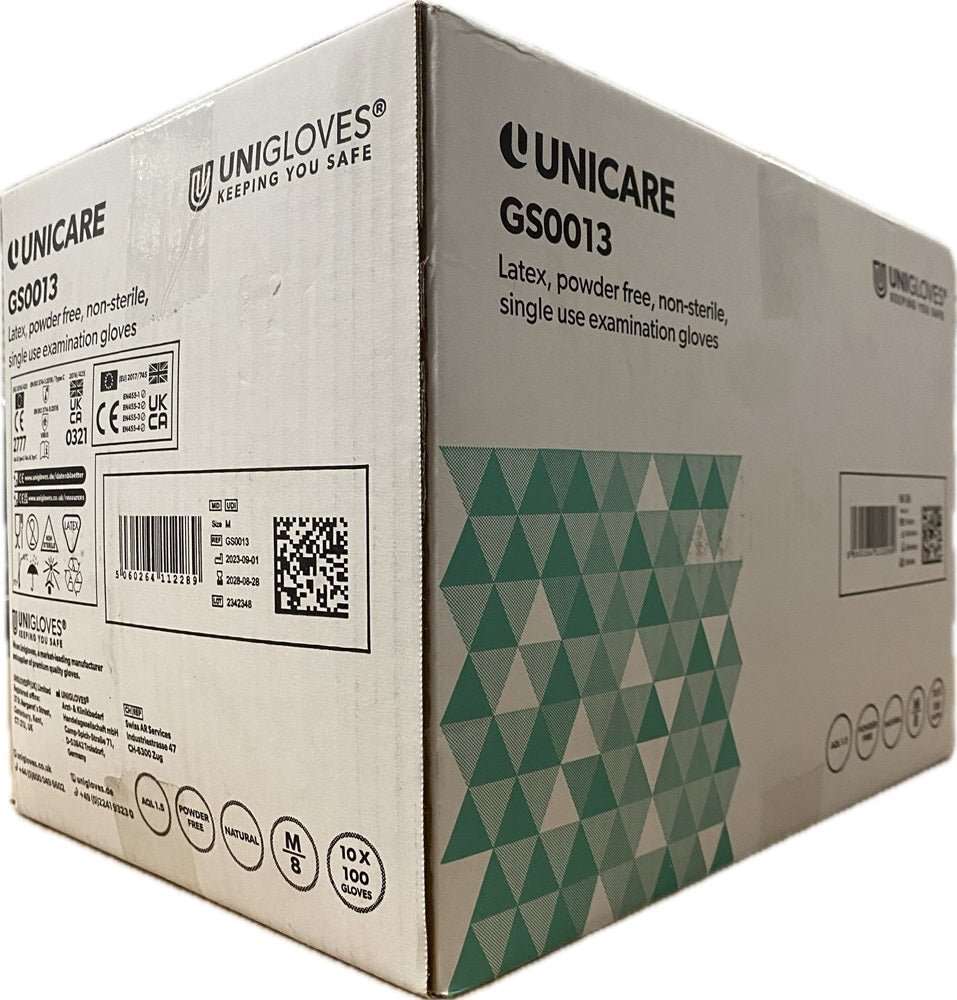 10 Boxes 1000 Unigloves Powder Free Latex Disposable Gloves Medium GS0013 - McCormickTools