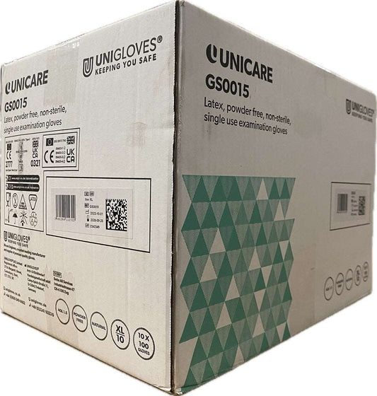 10 Boxes 1000 Unigloves Powder Free Latex Disposable Gloves XL GS0015 - McCormickTools