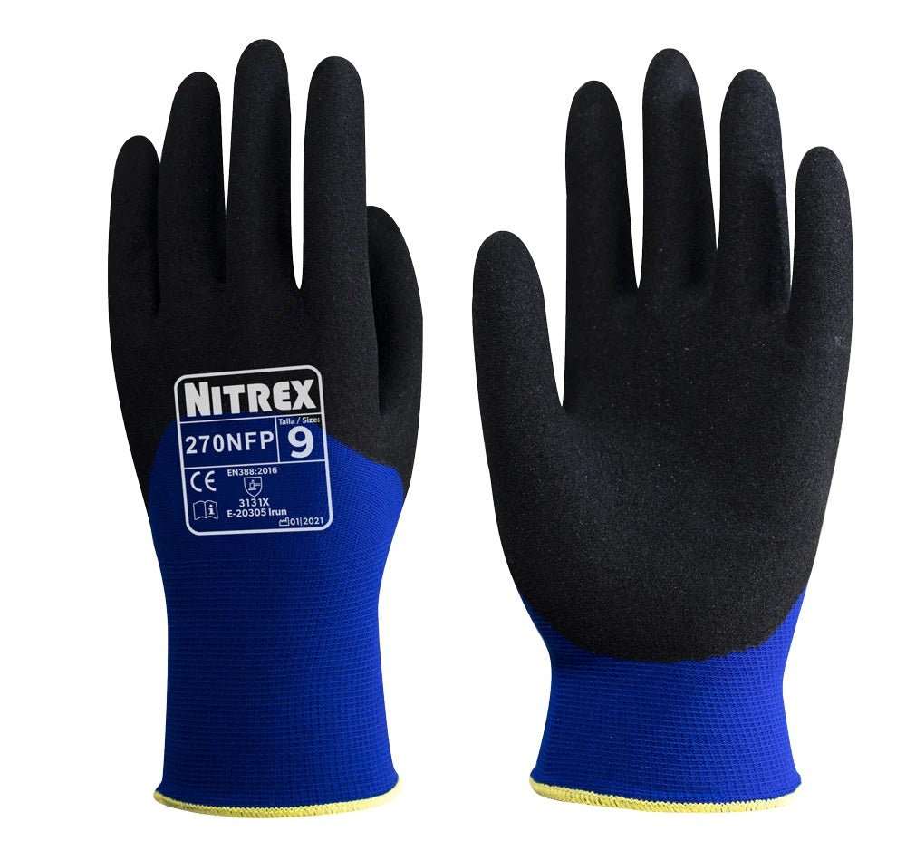 10 Pairs Nitrex 3/4 Nitrile Grip Coated Work Gloves 9 L 270NFP - McCormickTools