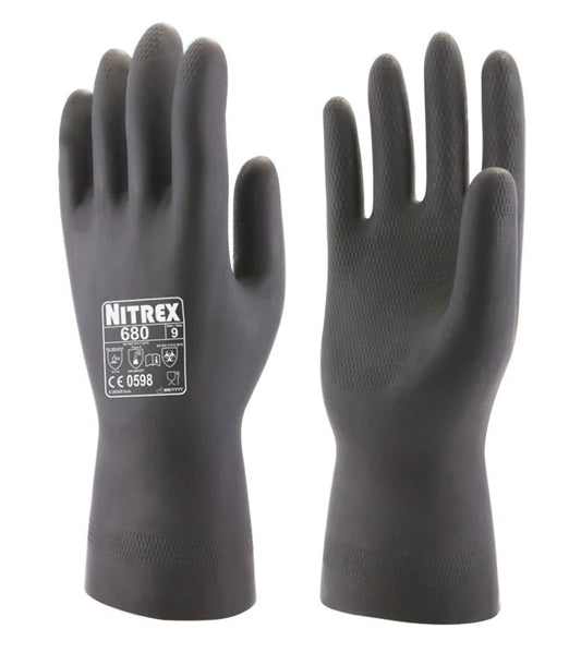10 Pairs Nitrex Black Latex Chemical Resistant Gloves 9 L 680 - McCormickTools