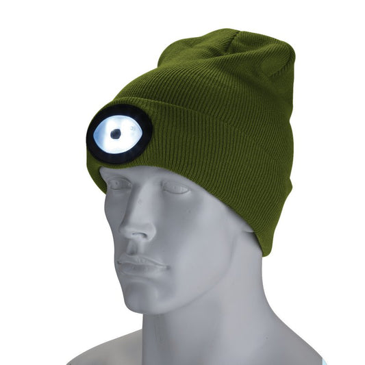 Draper 10018 Beanie Hat with Rechargeable Torch One Size 1W 100 Lumens Green