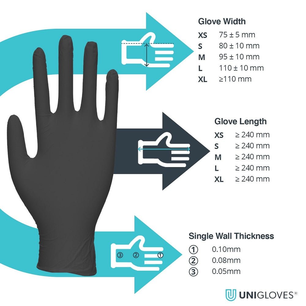 105 Cases Pallet Deal Unigloves GP0033 Size Medium Black Pearl Disposable Gloves - McCormickTools
