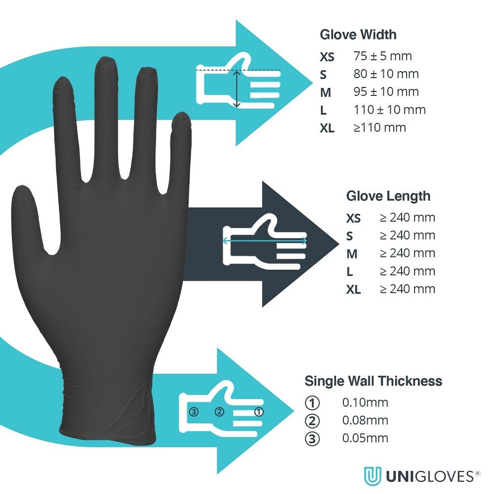 105 Cases Pallet Deal Unigloves GP0035 Size XL Black Pearl Disposable Gloves - McCormickTools