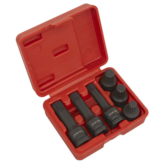 Sealey SX052 Impact Spline Socket Bit Set 6pc 1/2"Sq Drive