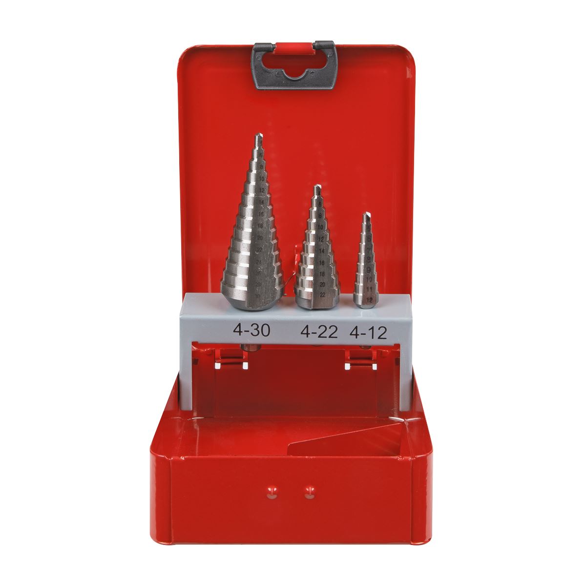 Sealey AK4733 HSS M2 Step Drill Bit Set 3pc Double Flute