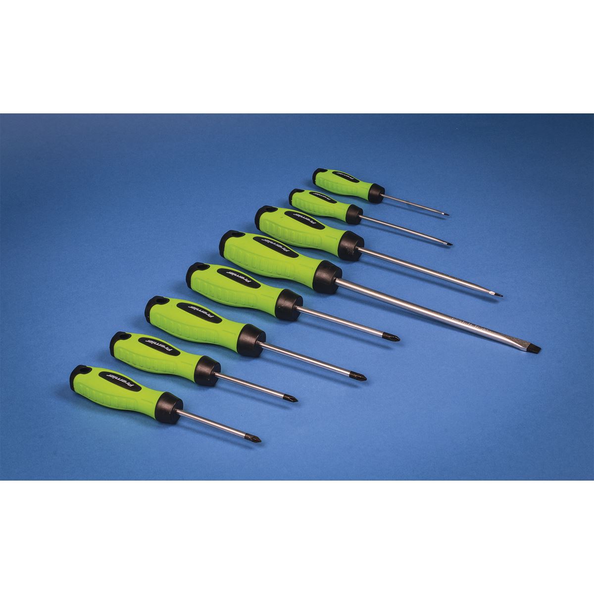 Sealey HV001 Screwdriver Set 8pc Hi-Vis Green