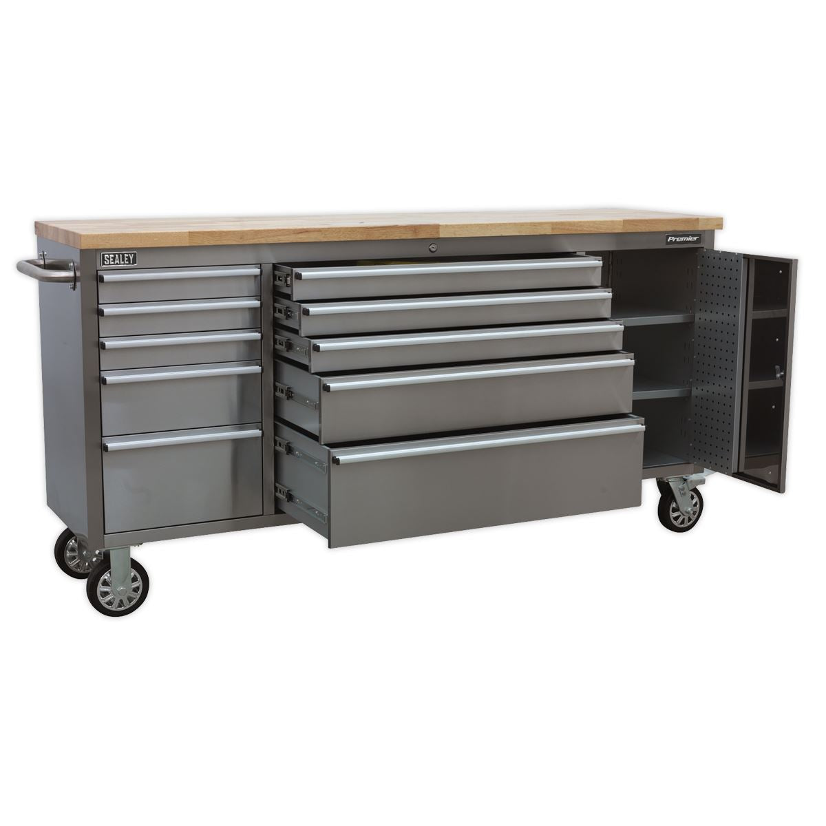 Sealey AP7210SS Mobile Tool Cabinet Stainless Steel 10 Drawer