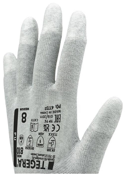 12 Pairs Ejendals Tegera 810 PU Fingertip Coated ESD Gloves