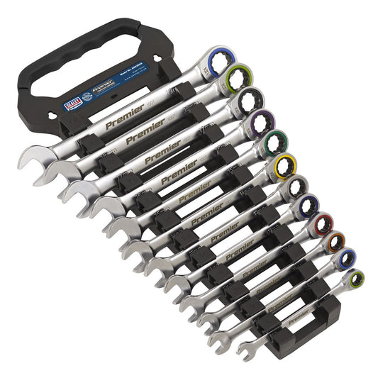 Sealey AK63949 Combination Ratchet Spanner Set 12pc Metric - Premier Platinum