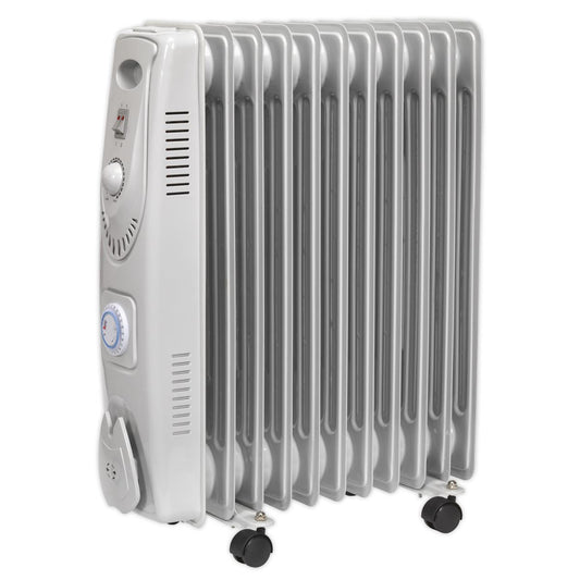 Sealey RD2500T Oil Filled Radiator 2500W/230V 11-Element with Timer