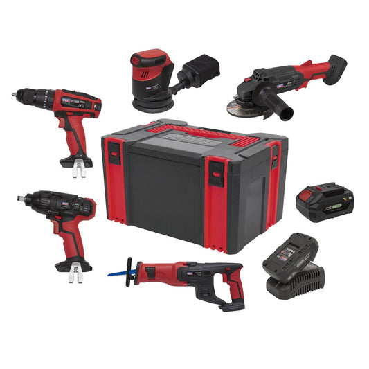 Sealey CP20VCOMBO2 5 x 20V SV20 Series Cordless Tool Combo - 2 Batteries