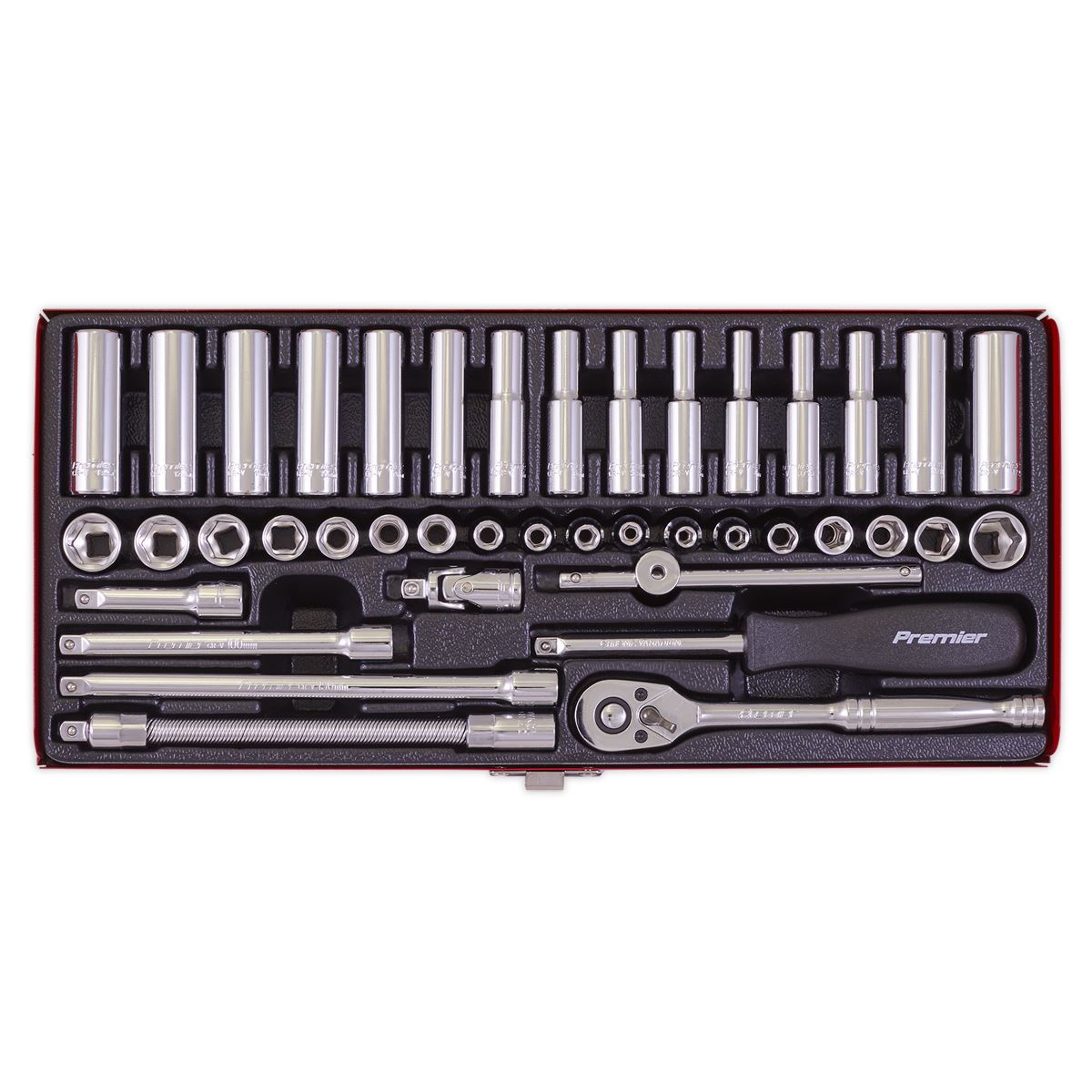 Sealey AK690 Socket Set 41pc 1/4"Sq Drive 6pt WallDrive® - Metric/Imperial