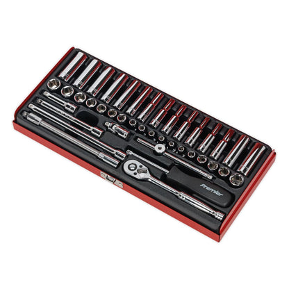 Sealey AK690 Socket Set 41pc 1/4"Sq Drive 6pt WallDrive® - Metric/Imperial