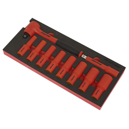 Sealey TBTE11 Insulated Socket Set with Tool Tray 10pc 1/2"Sq Drive - VDE Approved