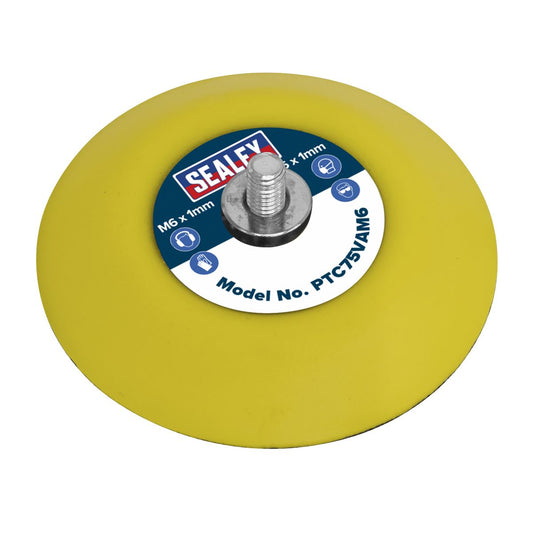 Sealey PTC75VAM6 Hook-and-Loop Backing Pad Ø71mm M6 x 1mm