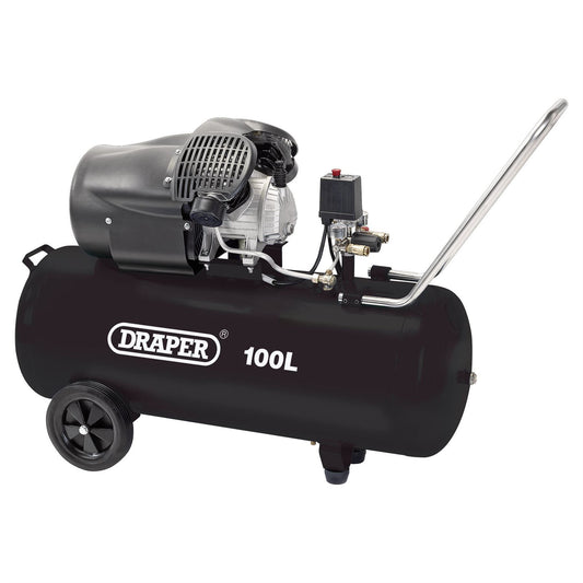 Draper 65396 100L Direct Drive V-Twin Air Compressor 2.2kW/3hp