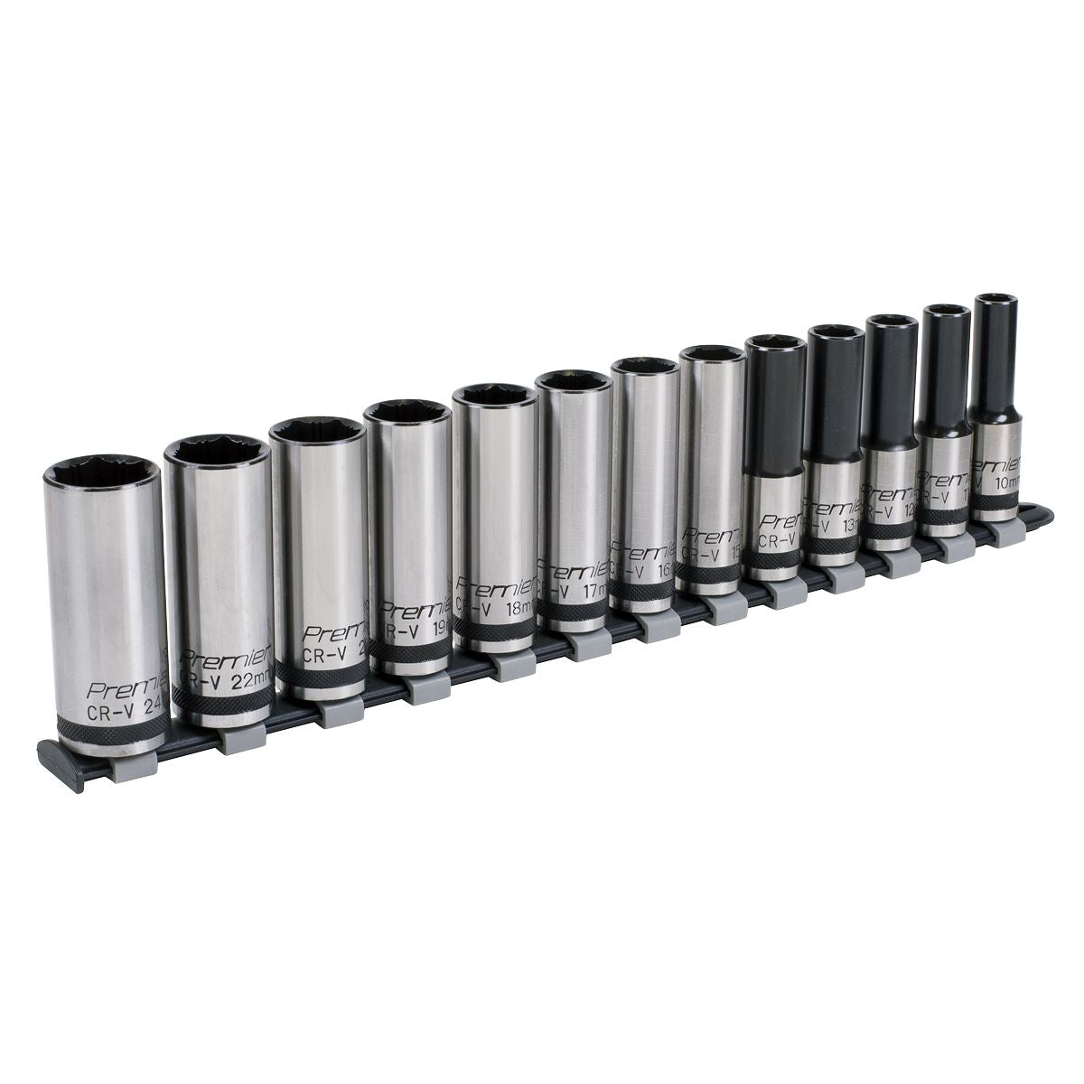 Sealey AK2745B Socket Set 13pc 1/2"Sq Drive Deep Lock-On™ 6pt Metric - Premier Black