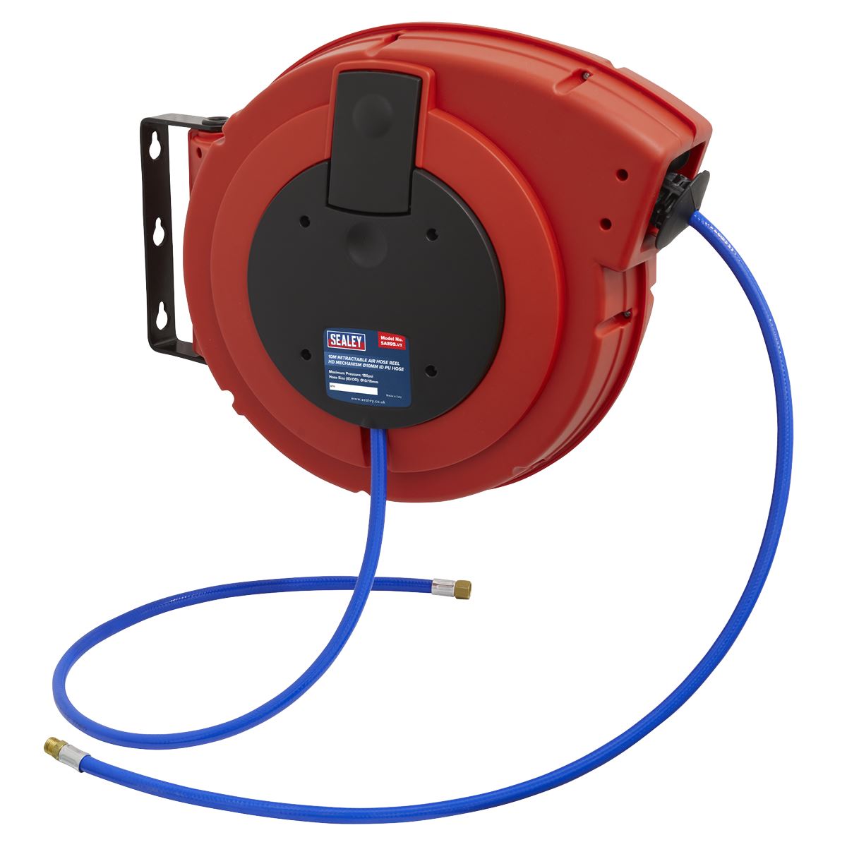 Sealey SA895 Retractable Air Hose Reel HD Mechanism 10m Ø10mm ID PU Hose