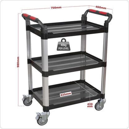 Sealey CX309 Workshop Trolley 3-Level Composite - 3 Wall