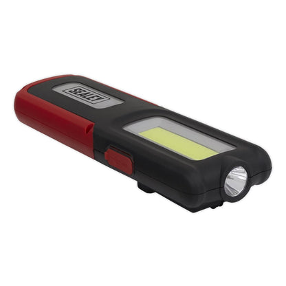 Sealey LED318R Rechargeable Inspection Light 5W COB & 3W SMD LED with Power Bank - Red