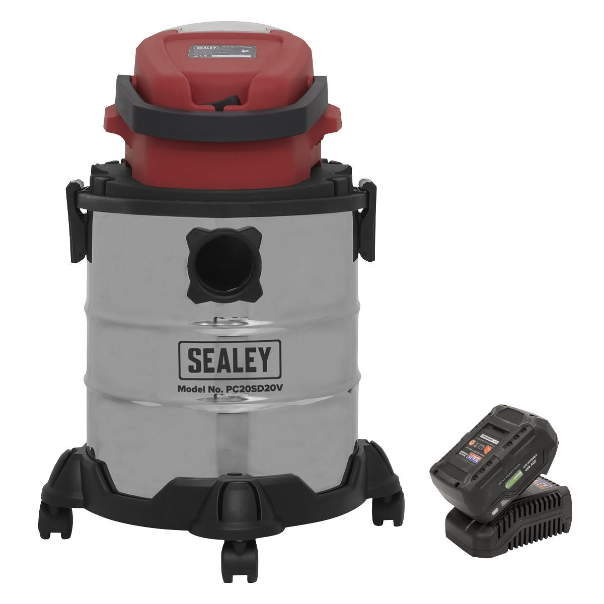 Sealey PC20VCOMBO4 Vacuum Cleaner 20L Wet & Dry Cordless 20V with 4Ah Battery & Charger-McCormickTools