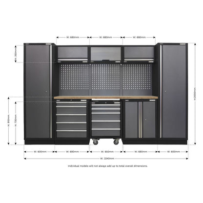 Sealey APMSSTACK03W Superline PRO® 3.2m Storage System - Wood Worktop