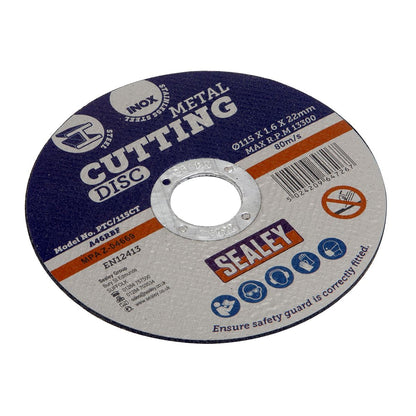 Sealey PTC/115CT50 Cutting Disc Pack of 50 Ø115 x 1.6mm Ø22mm Bore