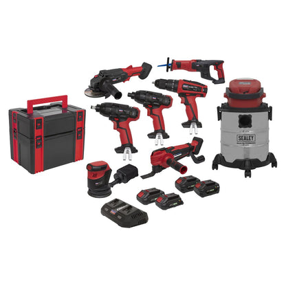 Sealey CP20VCOMBO4 8 x 20V SV20 Series Cordless Tool Combo - 4 Batteries